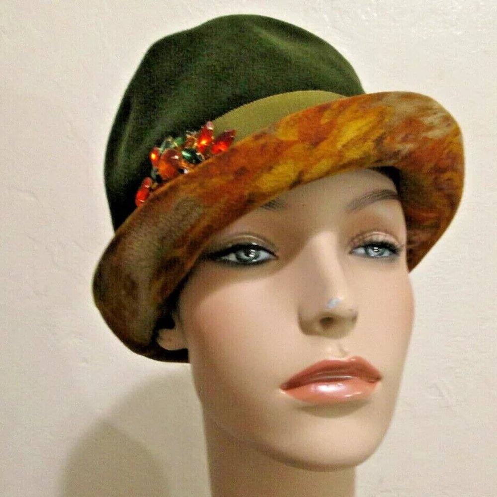 Vintage Wool Avocado Green Hat Designed By Patrice